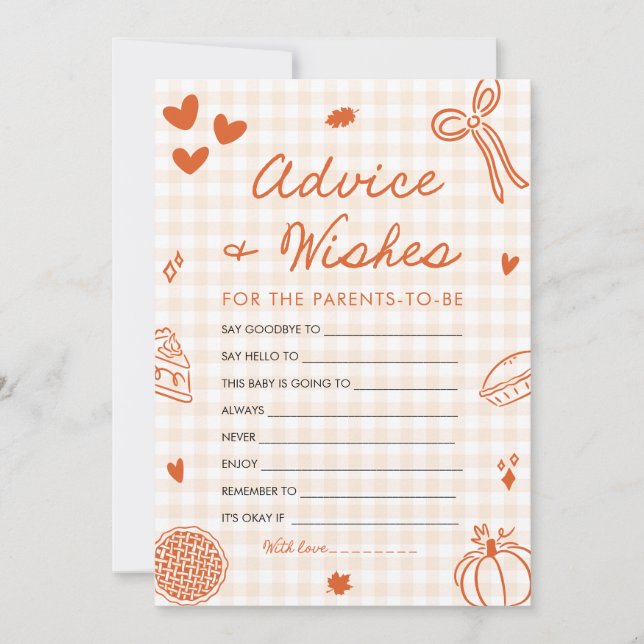 Fall Hand plockade Baby Shower Advice och Önskemål Inbjudningar (Framsida)