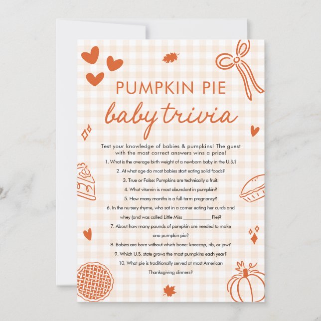 Fall Hand plockade Baby Shower Baby Trivia-spelet  Inbjudningar (Framsida)