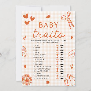Fall Hand plockade Baby Traits Baby Shower Game Inbjudningar