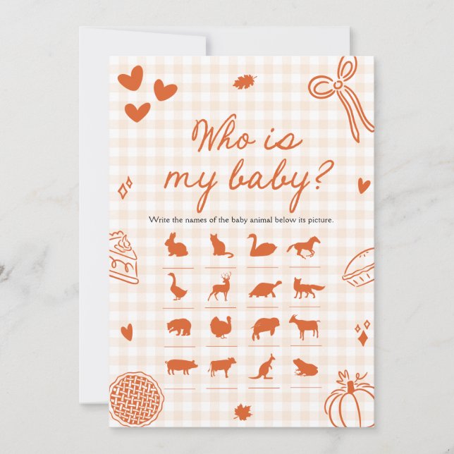 Fall Hand plockade Cutie Paj som är mitt Baby-spel Inbjudningar (Framsida)