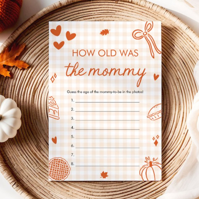 Fall Handritat Hur Gammal Var Mamma Spelet  Inbjudningar (Fall Orange Hand Drawn How Old Was The Mommy Game)