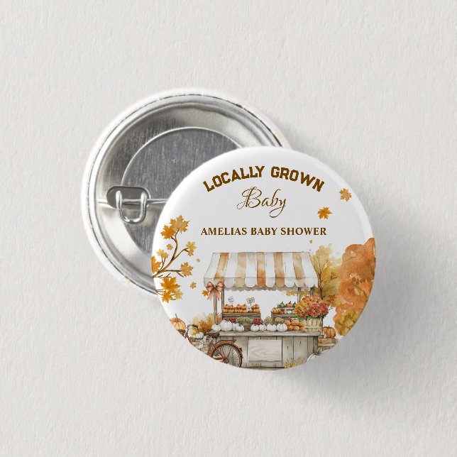 Fall Harvest Baby Shower Pinback Knapp (Framsida & baksida)