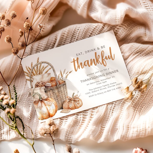 Fall Harvest Basket | Thanksgiving Inbjudningar (Skapare uppladdad)