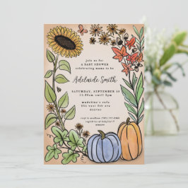 Fall Harvest Blue Pumpkin Baby Shower Inbjudningar