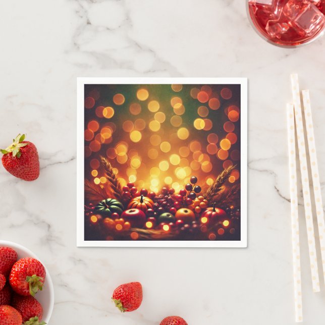 Fall Harvest Festival Fruit Bokeh Effect Decoupage Pappersservett (Insitu)