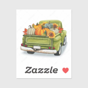 Fall Harvest in a Grönt Lastbil Sticker Klistermärken