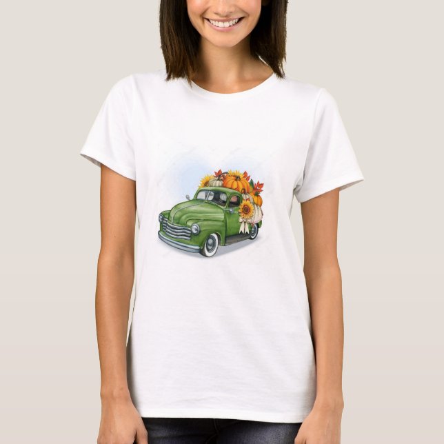 Fall Harvest in a Grönt Lastbil T Shirt (Framsida)
