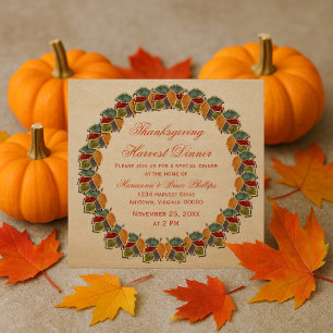 Fall Harvest Löv Thanksgiving Inbjudan