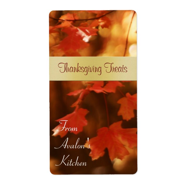 Fall Harvest Löv Thanksgiving Treats Baking Label Fraktsedel (Framsidan)