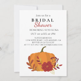 Fall Harvest Orange Pumpkin med Flowers Inbjudningar