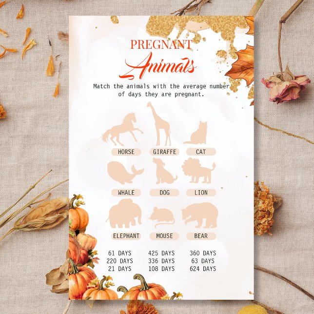 Fall Harvest Pregnant Animals Baby Shower Game (Skapare uppladdad)