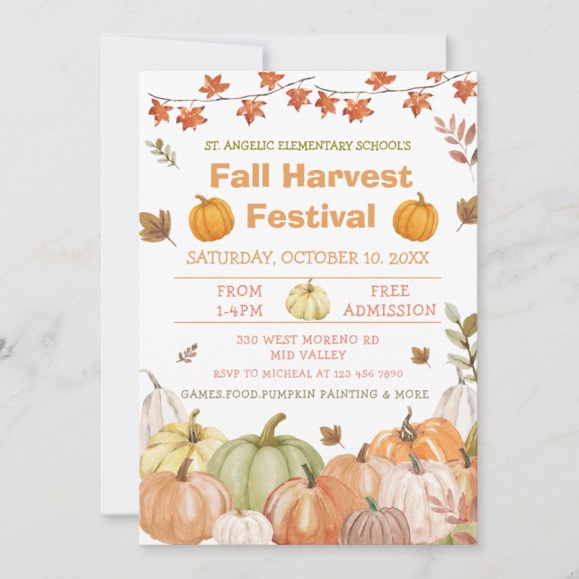 Fall Harvest Pumpkin Festival Party bjudan Inbjudningar (Framsida)