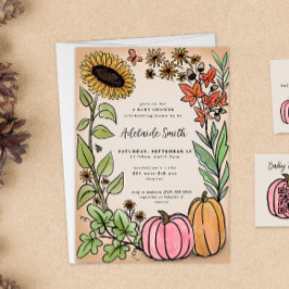 Fall Harvest Rosa Pumpkin Baby Shower-inbjudan Inbjudningar
