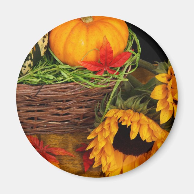 Fall Harvest Sunblommor Magnet (Framsidan)