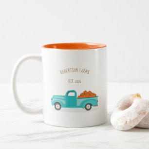Fall Harvest Vintage Blue Lastbil Två-Tonad Mugg