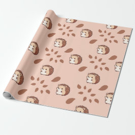 Fall Hedgehog Seamless Wrapping Papper för hösten Presentpapper