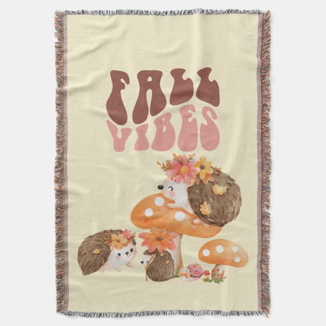 Fall Hedgehogs Filt (Framsidan Vertikal)