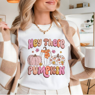 Fall Hej, där pumkin söt Retro Girly T Shirt