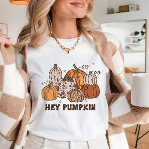 Fall Hej, Pumpkin, söt mysigt retro stil T Shirt