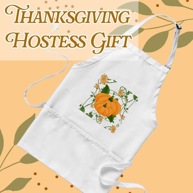 Fall Helgdag Pumpkin Vines Halloween Thanksgiving Förkläde (Pumpkin Apron Hostess Gift)