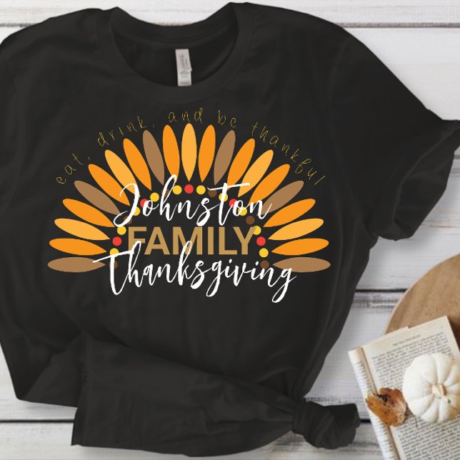 Fall Helgdag Thanksgiving Family T Shirt (These personalized turkey shirts are great Thanksgiving idea for family gatherings. )