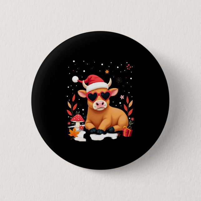 Fall Highland Cow Pumpkin Bow Christmas Girls Kids Knapp (Framsida)