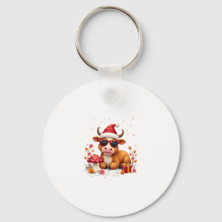 Fall Highland Cow Pumpkin Bow Christmas Girls Kids Nyckelring