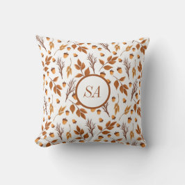 Fall Home Decor Höst löv Acorn Brown White Kudde