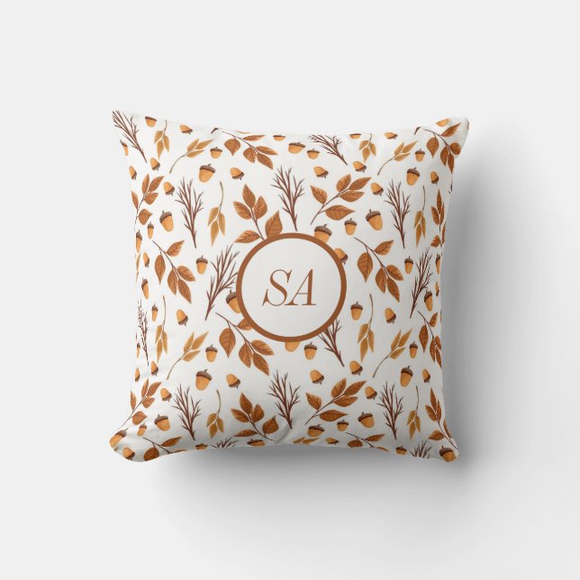 Fall Home Decor Höst löv Acorn Brown White Kudde (Framsida)