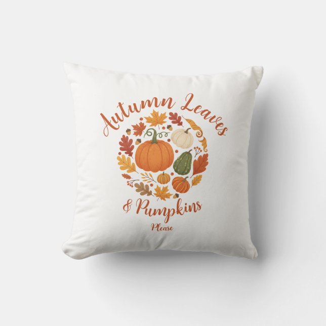 Fall Home Decor with Pumpkins and Höst löv Kudde (Framsida)