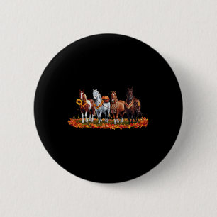 Fall Horse Animal Thanksgiving Solblommor Pumpkin Knapp
