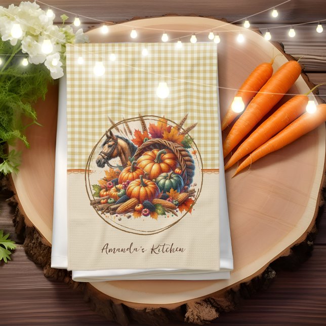 Fall Horse Kökshandduk (Bring the beauty of fall to life with this stunning collection of designs perfect for the season!)