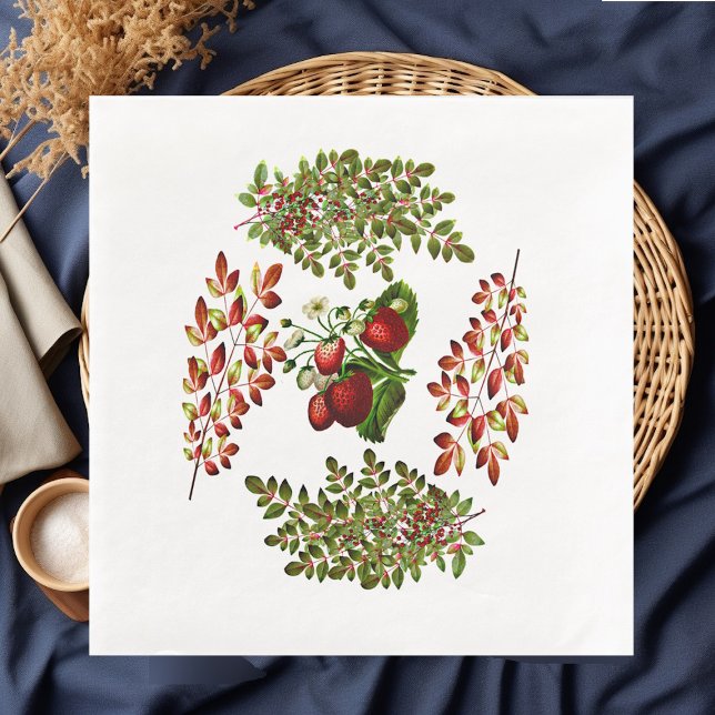 Fall & höst Berry Foliage Pappersservett (Fall & Autumn Berry Foliage Paper Dinner Napkins)