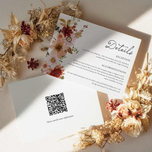 Fall Höst Blommig Bröllopskort med QR-kod Tilläggskort