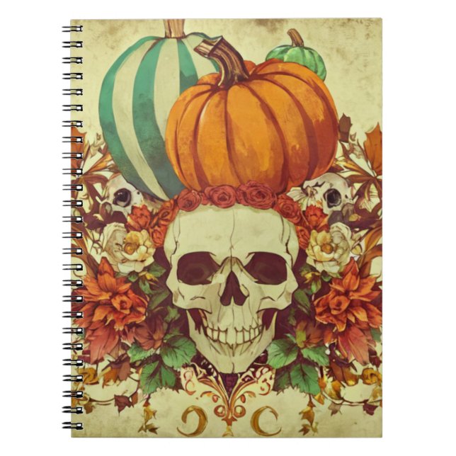 Fall/höst/Halloween/pumpa/skelett Anteckningsbok (Framsidan)