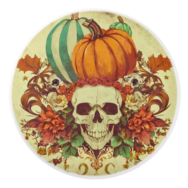 Fall/höst/Halloween/pumpa/skelett Knopp (Framsidan)