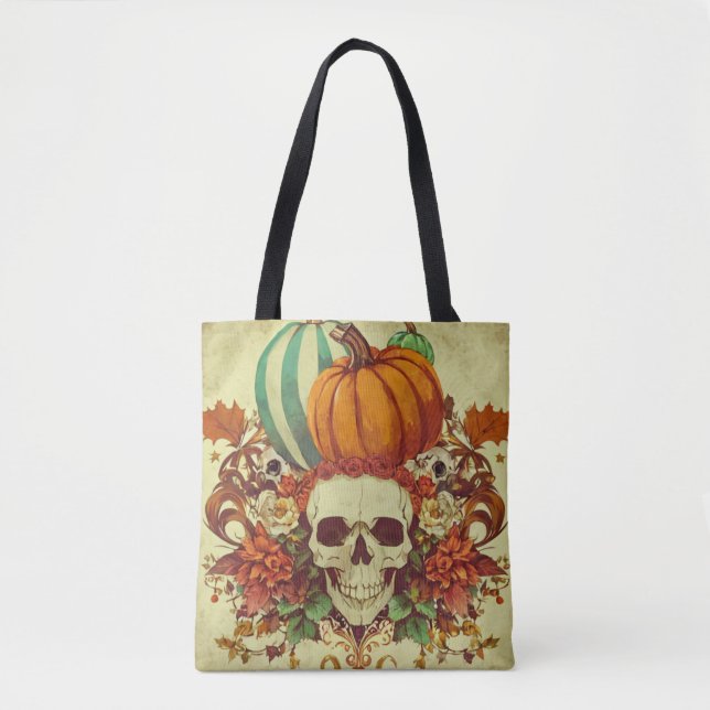 Fall/höst/Halloween/pumpa/skelett Tygkasse (Framsida)