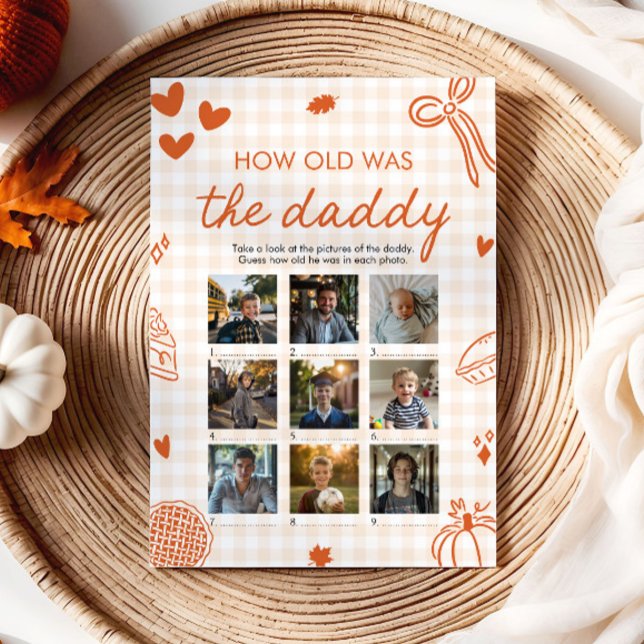 Fall Höst Handritad Hur Gammal Var Pappan Lek Inbjudningar (Fall Orange Hand Drawn How Old Was The Daddy Game)