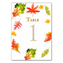 Fall höst löv bröllop bordsnummer-kort