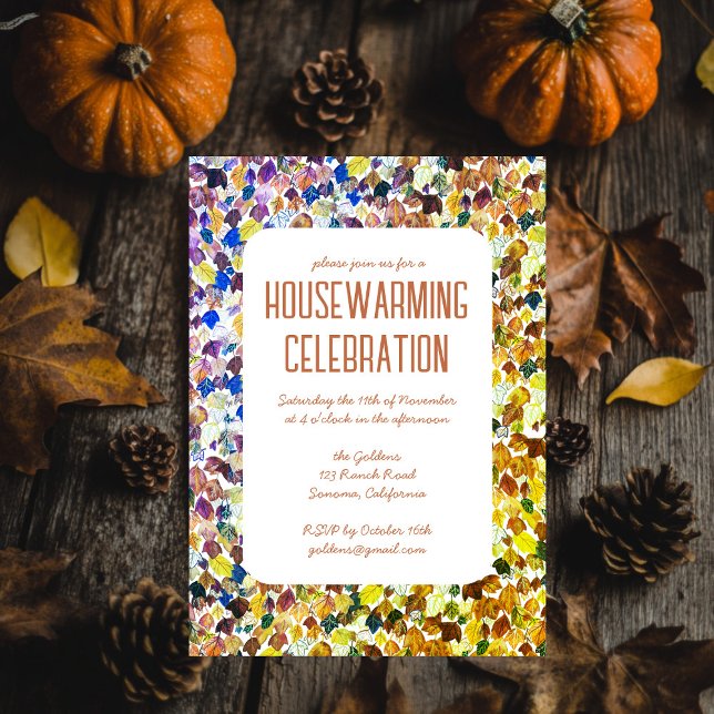 Fall Höst löv Chic Anpassningsbar  HOUSEWARMING PA Inbjudningar (Fall Autumn Leaves Chic Custom HOUSEWARMING PARTY Invitation
)
