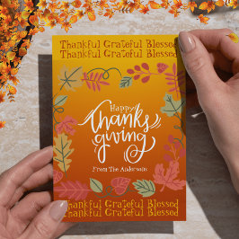 Fall Höst löv Cute Modern Happy thanksgiving Julkort
