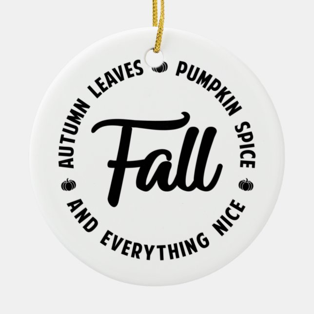 Fall-Höst löv - Pumpkin Spice Julgransprydnad Keramik (Framsidan)