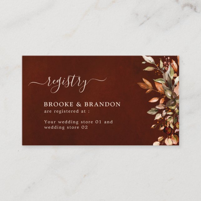 Fall Höst löv Rustic Land Boho Bröllop Enc Tilläggskort (Framsida)