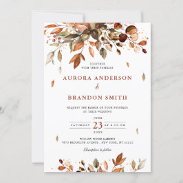 Fall Höst löv Rustic Land Boho Bröllop i Inbjudningar