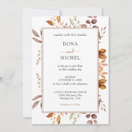 Fall Höst löv Rustic Land Boho Bröllop Inbjudningar