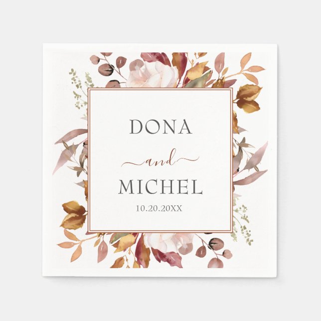 Fall Höst löv Rustic Land Boho Bröllop Pappersservett (Framsidan)