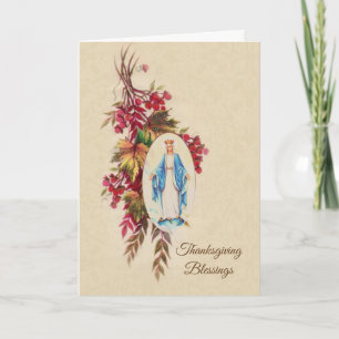 Fall Höst löv Virgin Mor Mary Thanksgiving Helgkort