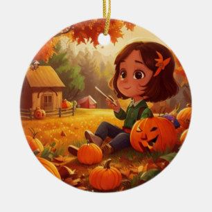 Fall/höst/pumkin/Halloween Julgransprydnad Keramik