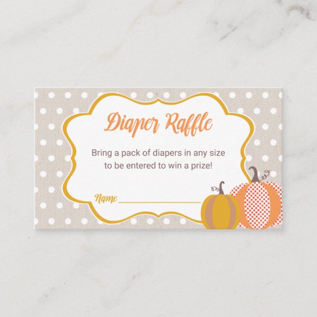 Fall Höst Pumpa Baby Shower Blöja Raffel Biljetter Tilläggskort (Framsida)