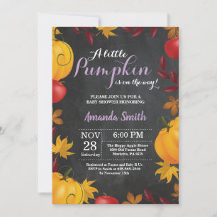 Fall Höst Pumpa Flick Baby Shower inbjudan Kritbrä